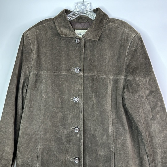 Vintage Cherokee Brown Leather Button Front Jacket Size 18W 90s - Picture 2 of 10